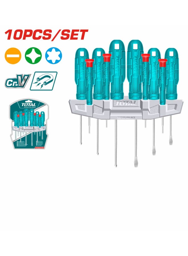 TOTAL TOOLS10 Pcs screwdriver and precision screwdriver set-THTDC251001