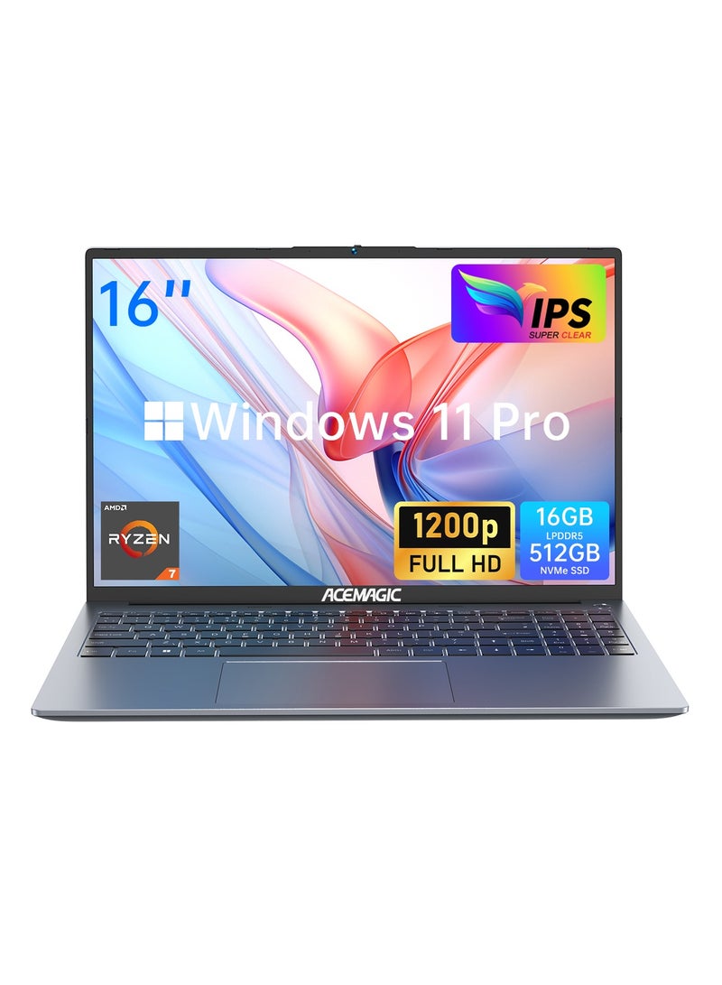 ACEMAGIC Laptop Gamer 16-inch AMD Ryzen7  7735HS 16GB SO-DIMM DDR5 512GB SSD Windows 11 Pro Type-C/USB3.2/metal material/WIFI6/Bluetooth5.2  - Image 1