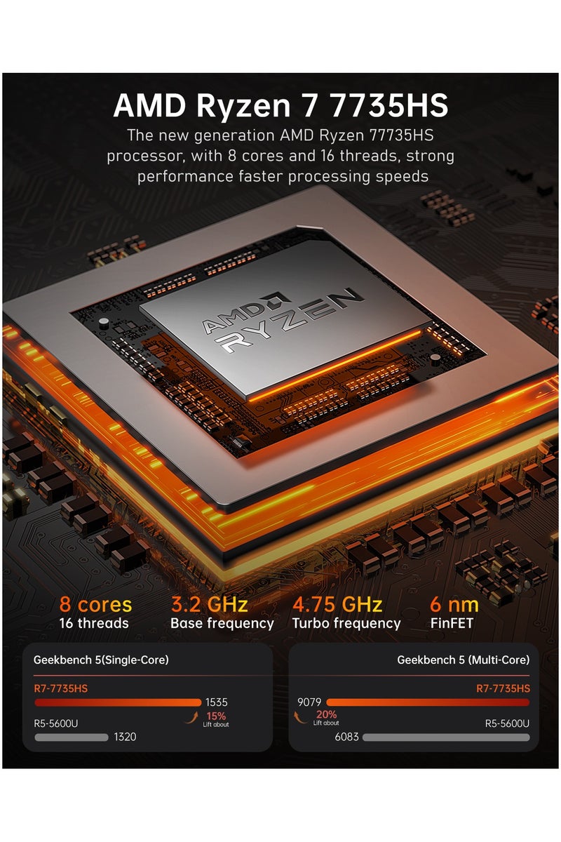 ACEMAGIC Laptop Gamer 16-inch AMD Ryzen7  7735HS 16GB SO-DIMM DDR5 512GB SSD Windows 11 Pro Type-C/USB3.2/metal material/WIFI6/Bluetooth5.2  - Image 2