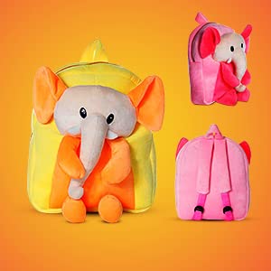 Frantic Kids Soft Cartoon Animal Travelling 10 Litre School Bag Soft Plush Backpacks Boy's Girls Baby For 2 To 5 Years Baby/Boy's/Girls Nursery, Preschool, Picnic(Fullbodyorangeelephant) - Image 5