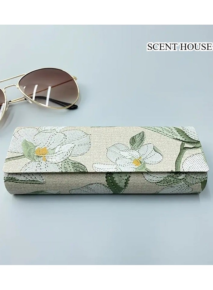 SCENT HOUSE Luxury Sunglass Case - Green Artificial Leather, Magnetic Closure - Image 1