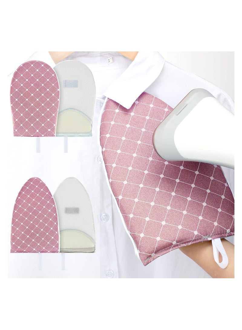 SYOSI 2 Pieces Gloves for Steamer Garment Steamer Ironing Gloves Waterproof Anti Steam Mitt with Finger Loop Heat Resistant Ironing Board for Clothes Steamers Protective Ironing Board Holder (Pink, Plaid) - Image 1