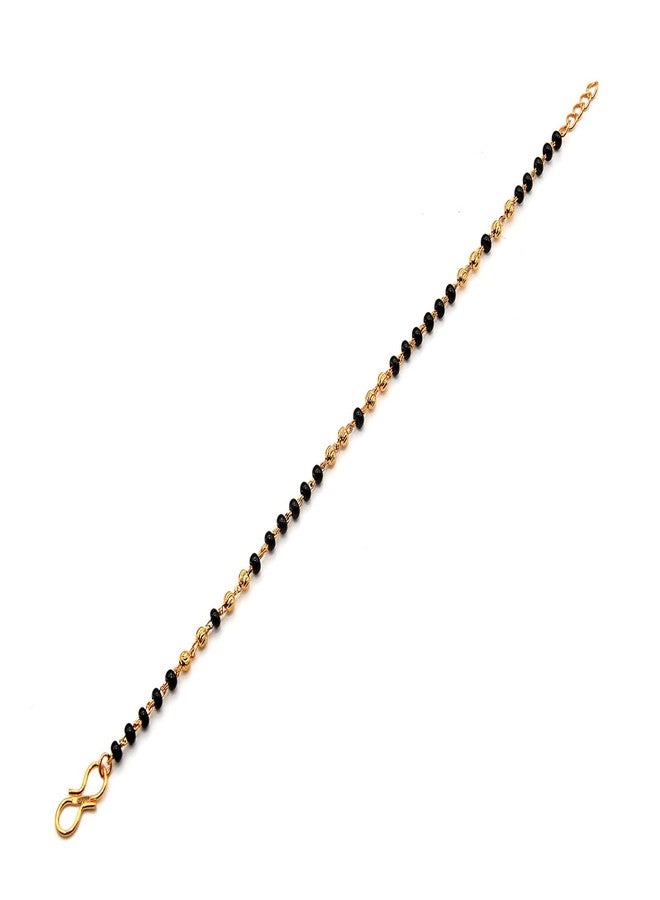 JHB Gold plated Beads and Black bead Hand Mangalsutra Bracelet for Women - Image 3