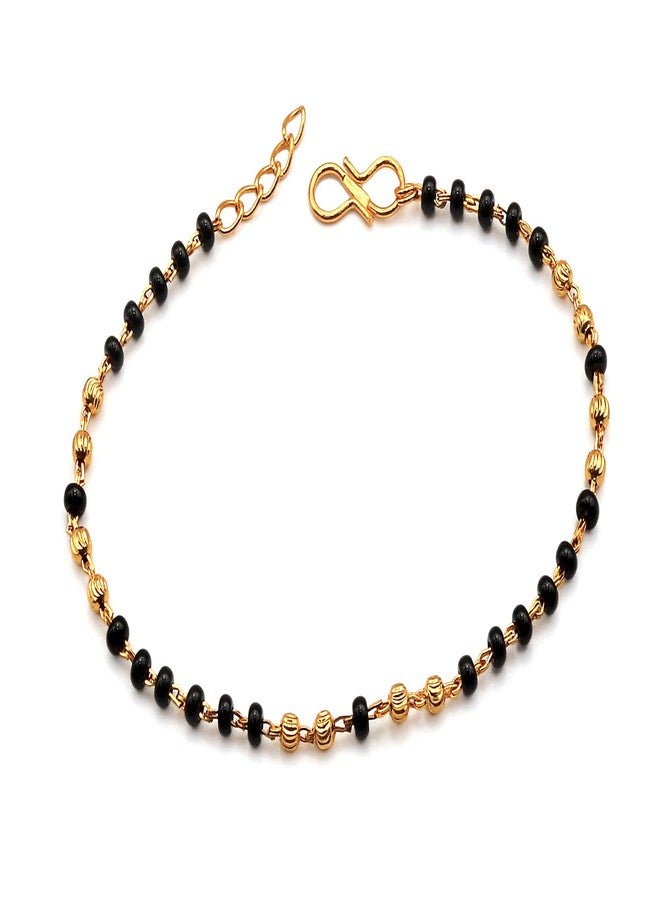 JHB Gold plated Beads and Black bead Hand Mangalsutra Bracelet for Women - Image 1