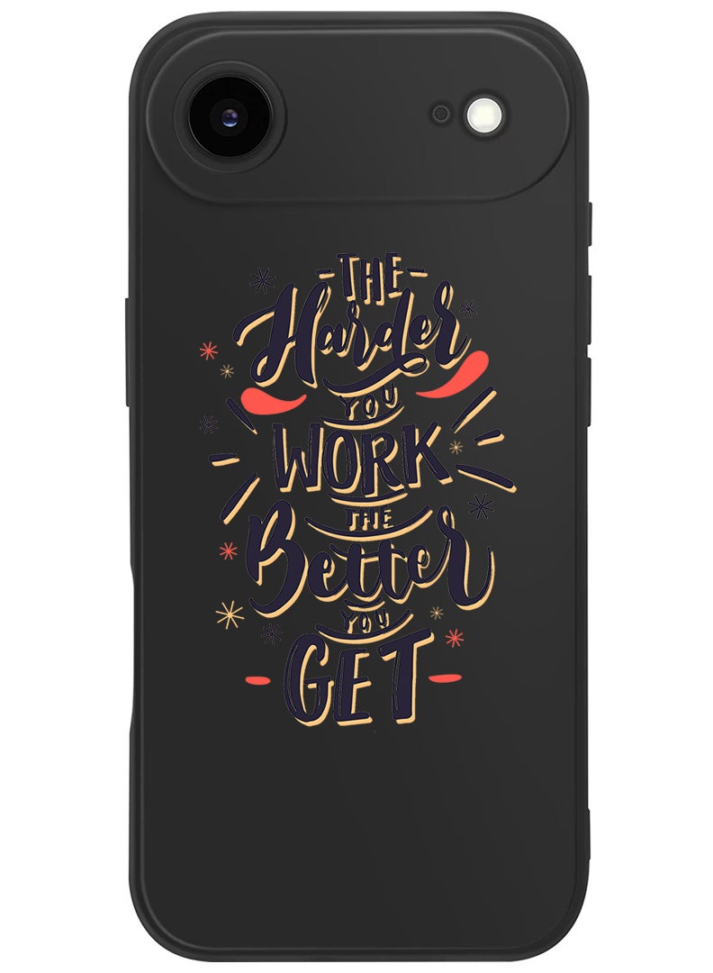 Theodor Protective Slim Fit Case Liquid Silicone Cover with Full Body Protection Anti-Scratch Shockproof Case For Apple iPhone 17 Air (Black) Harder you work Better you get - Image 1