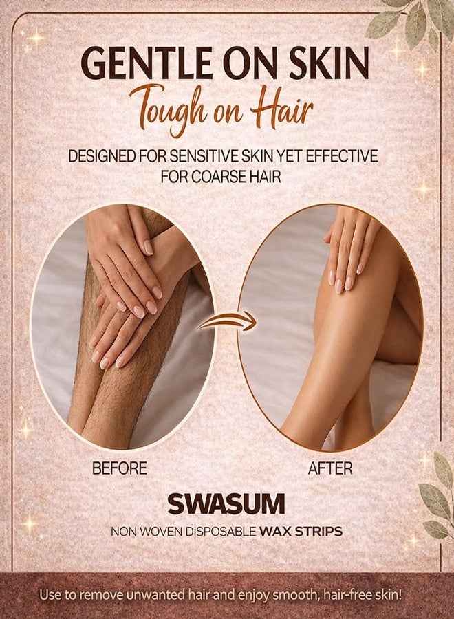 SWASUM Wax Strips for Women & Men | 70 Pcs Large Non-Woven Hair Removal Strips | Disposable Waxing Sheets for Full Body | Salon Quality Wax Strips for Legs, Arms & Underarms, (Brown) - Image 5
