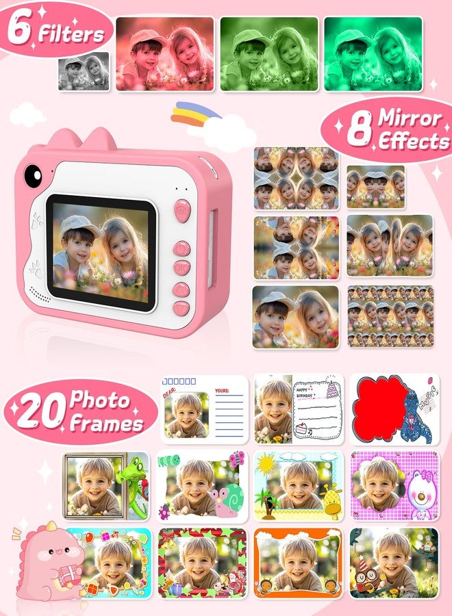 Usteetic Kids Camera Instant Print, Dinosaur Instant Print Camera for Kids with 1080P Video, 32GB SD Card, 240 Photos, Christmas Birthday Gifts for Boys Girls Ages 3-12 (Pink) - Image 4