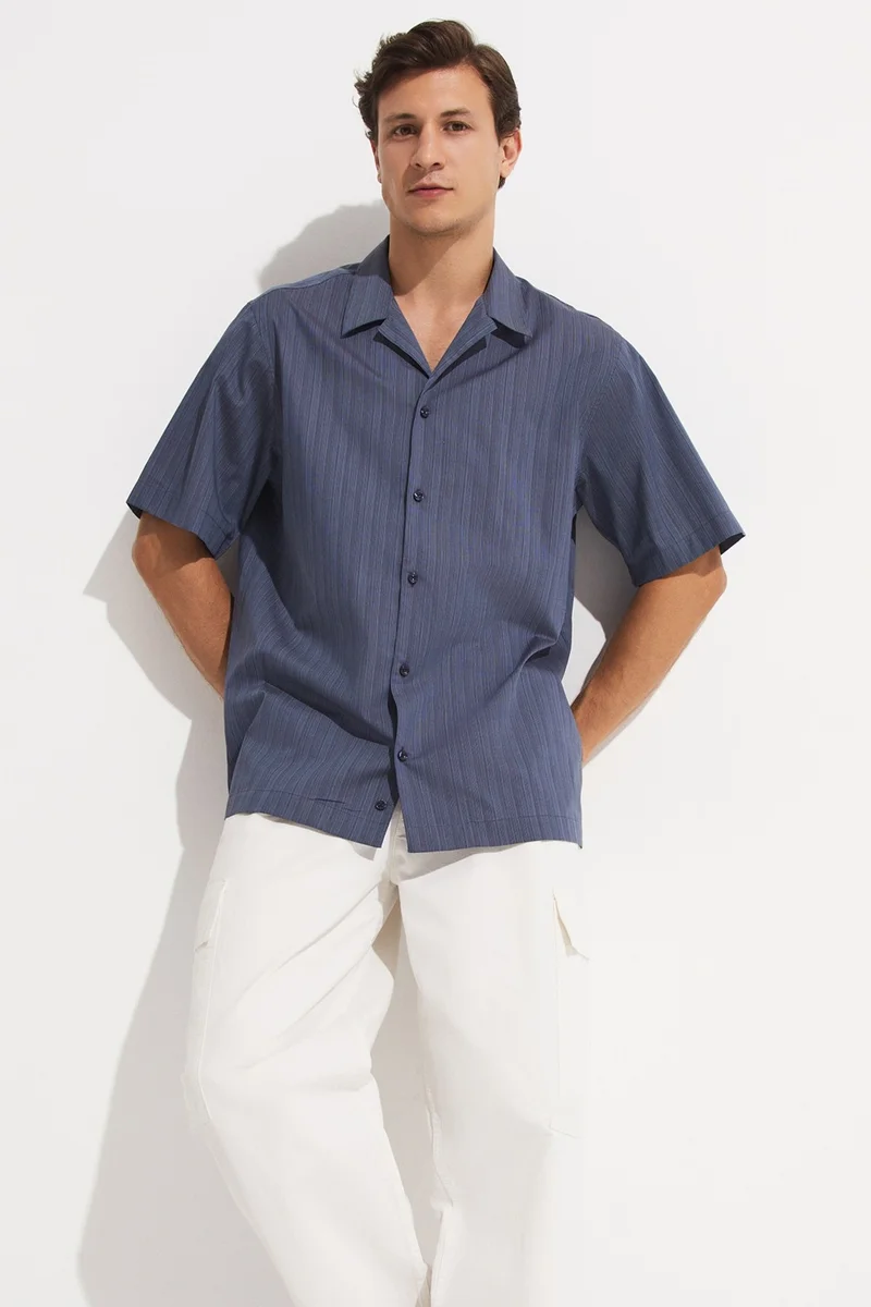 جون Exclusive Men's Oversize Short Sleeve Striped Shirt