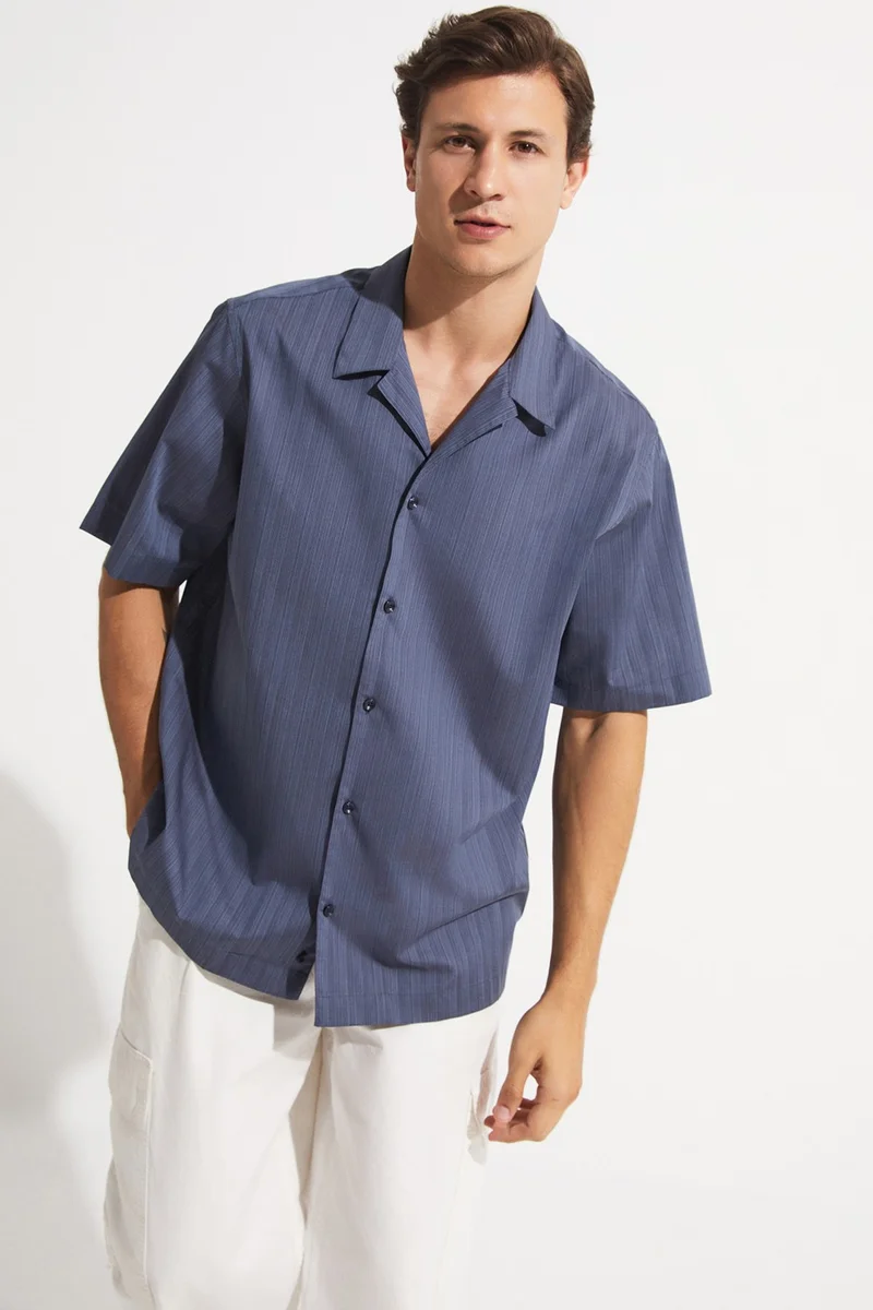 جون Exclusive Men's Oversize Short Sleeve Striped Shirt
