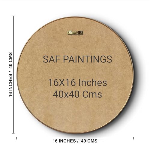 SAF Livin'luxe Set of 3 Round Floral Wall Art with Golden X-Ray Effect – Modern Botanical sparkle lamination Painting for Living Room, Bedroom & Office – Premium Black Background Décor 16 In - Image 2