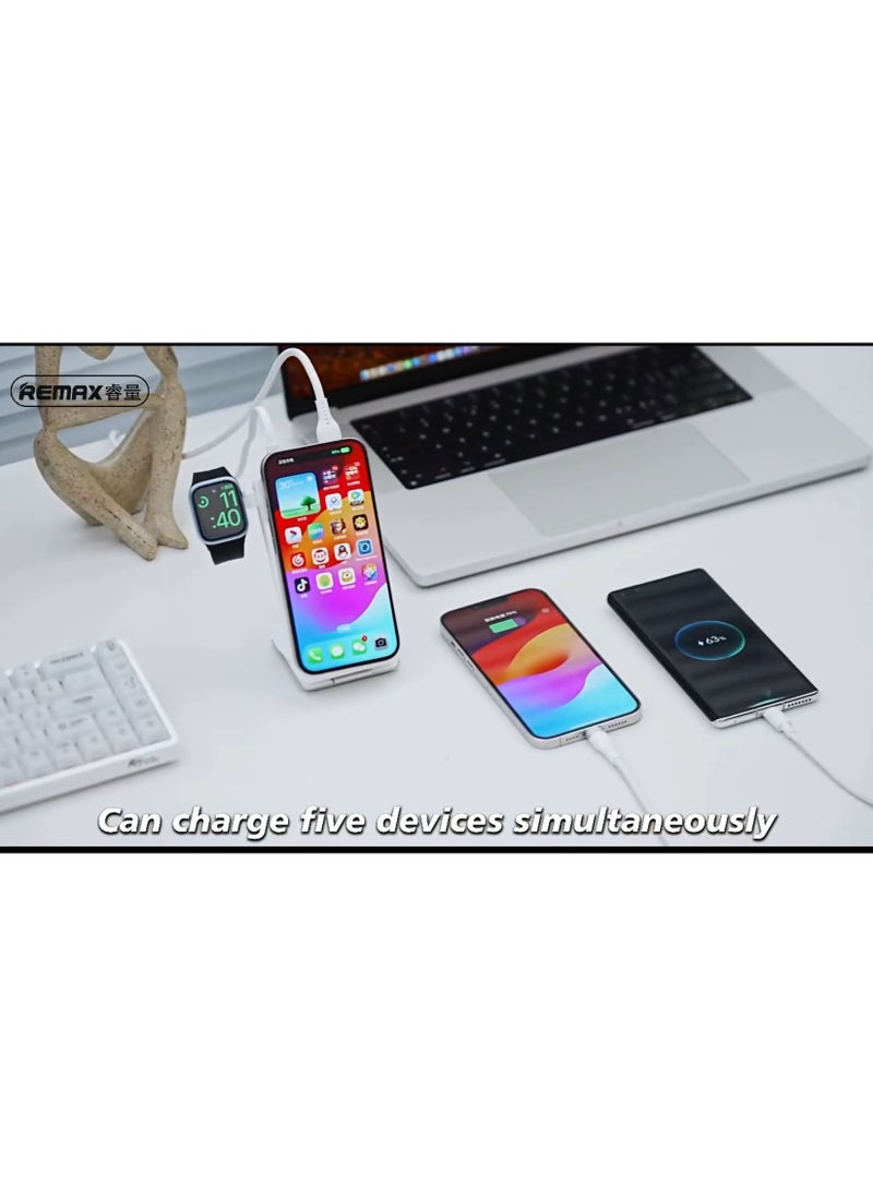 REMAX 5-in-1 Wireless Charger Stand Powerbank – 10000mAh Portable Power Bank with Fast Charging, Magnetic Phone Holder, Watch & Earbuds Charging for Travel  - Image 4