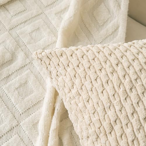 Cozoomy Set of 4 Beige Brown Coffee Decorative Throw Pillow Covers 18x18 Inch Corduroy Pillow Covers for Bed Couch Sofa Living Room Soft Square Cushion Cases - Image 2
