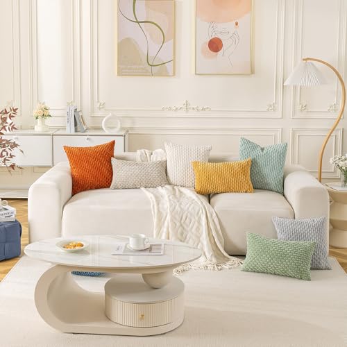 Cozoomy Set of 4 Beige Brown Coffee Decorative Throw Pillow Covers 18x18 Inch Corduroy Pillow Covers for Bed Couch Sofa Living Room Soft Square Cushion Cases - Image 5