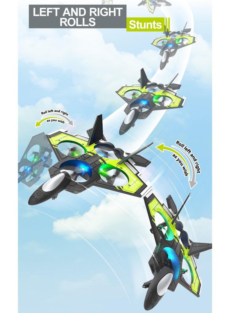 HouDeOS RC Remote Control Airplane 2.4G Remote Control Fighter Drone Hobby Plane Glider Airplane EPP Foam Toys RC Drone Kids Gift Green - Image 5