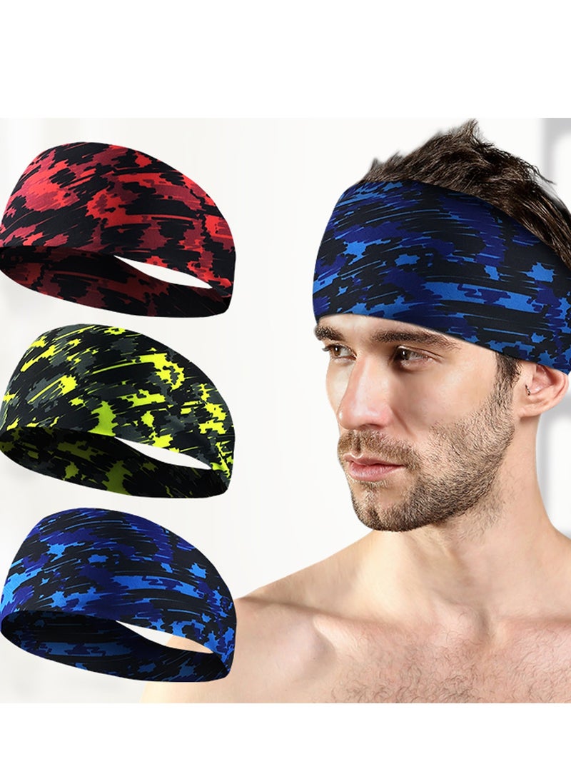 Generic 3 Pack Elastic Sweat Wicking Head Band Workout Headbands for Men Women  - Image 1