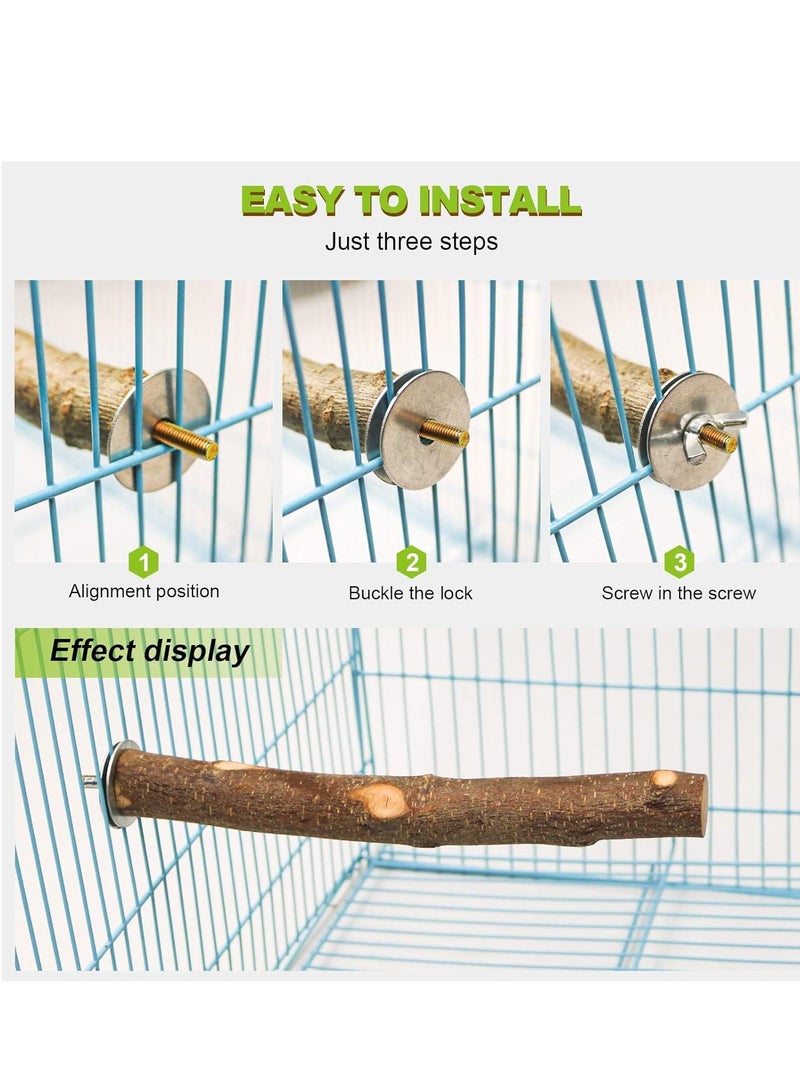 KASTWAVE 4 Pack Natural Wood Bird Perch Parrot Stand Branches Fork Toys, Pet Bird Cage Wooden Hanging Perch Platform Hammock Swing Toy for Small Parakeets, Budgies, Cockatiels, Conures, Macaws, Finches - Image 5