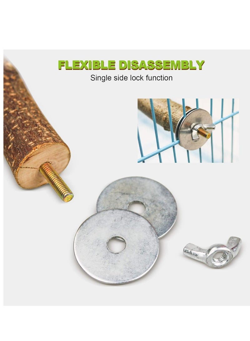 KASTWAVE 4 Pack Natural Wood Bird Perch Parrot Stand Branches Fork Toys, Pet Bird Cage Wooden Hanging Perch Platform Hammock Swing Toy for Small Parakeets, Budgies, Cockatiels, Conures, Macaws, Finches - Image 4