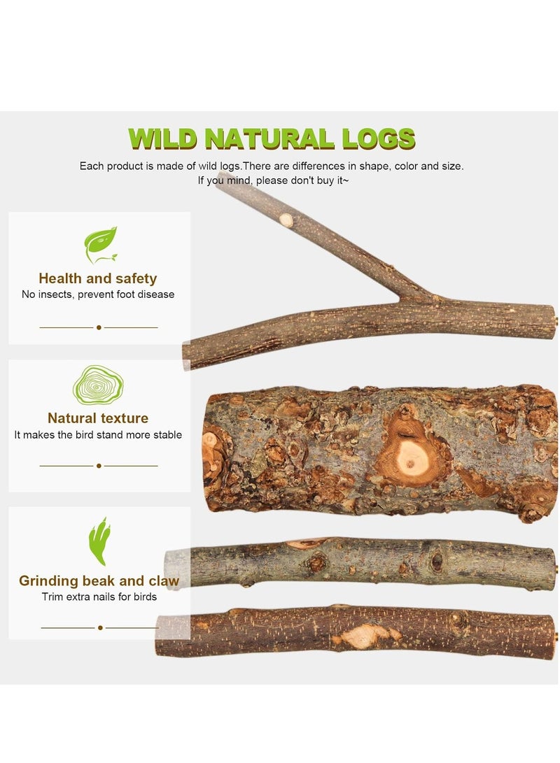 KASTWAVE 4 Pack Natural Wood Bird Perch Parrot Stand Branches Fork Toys, Pet Bird Cage Wooden Hanging Perch Platform Hammock Swing Toy for Small Parakeets, Budgies, Cockatiels, Conures, Macaws, Finches - Image 3