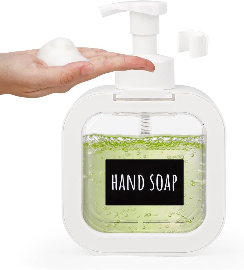 RATAVA® Foaming Soap Dispenser Bottle – 300ml Refillable Pump Container for Hand Soap, Shampoo, Face Cleanser & More – Modern Square Design for Bathroom, Kitchen, Travel Use 1pc White - Image 1