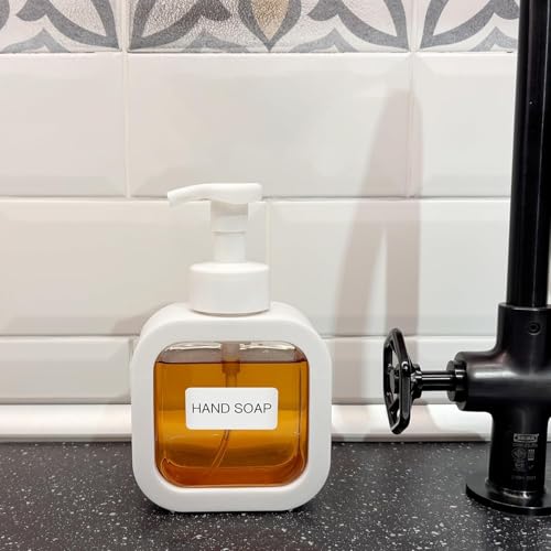 RATAVA® Foaming Soap Dispenser Bottle – 300ml Refillable Pump Container for Hand Soap, Shampoo, Face Cleanser & More – Modern Square Design for Bathroom, Kitchen, Travel Use 1pc White - Image 5