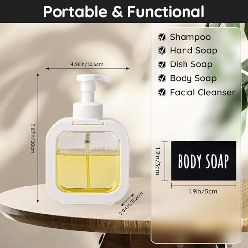 RATAVA® Foaming Soap Dispenser Bottle – 300ml Refillable Pump Container for Hand Soap, Shampoo, Face Cleanser & More – Modern Square Design for Bathroom, Kitchen, Travel Use 1pc White - Image 2