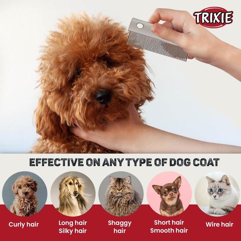 Trixie: - Flea and Dust Comb for Dogs | Pet Grooming Tool That Helps Remove Fleas and Ticks | Removes Loose Hair and Dirt from Pet's Coat | Help Stimulate Skin and Follicle Health - 6cm - Image 5