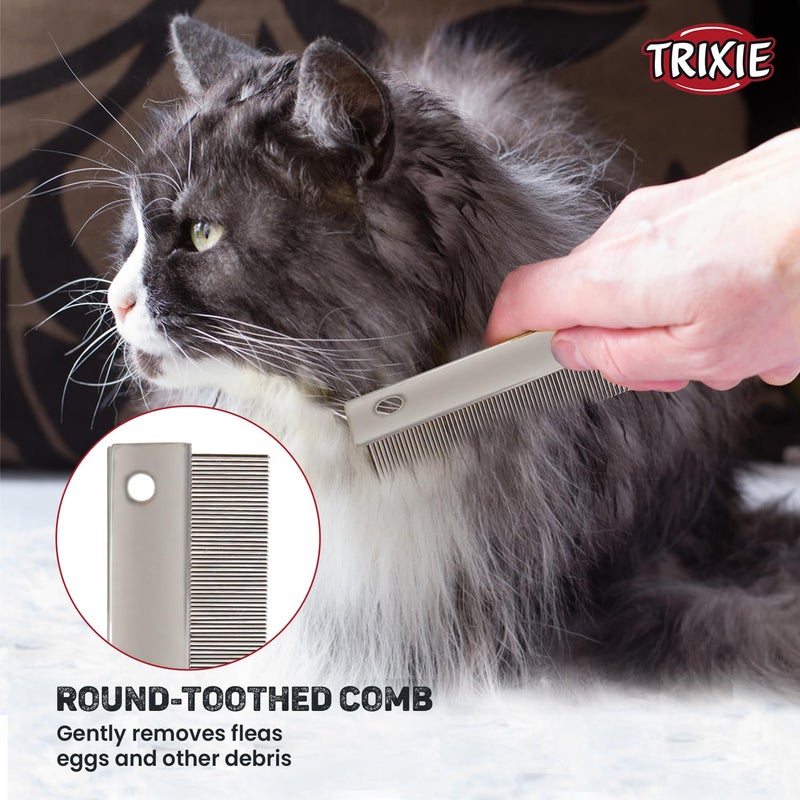 Trixie: - Flea and Dust Comb for Dogs | Pet Grooming Tool That Helps Remove Fleas and Ticks | Removes Loose Hair and Dirt from Pet's Coat | Help Stimulate Skin and Follicle Health - 6cm - Image 4