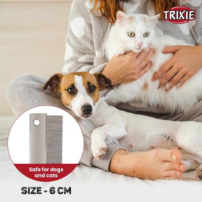 Trixie: - Flea and Dust Comb for Dogs | Pet Grooming Tool That Helps Remove Fleas and Ticks | Removes Loose Hair and Dirt from Pet's Coat | Help Stimulate Skin and Follicle Health - 6cm - Image 2