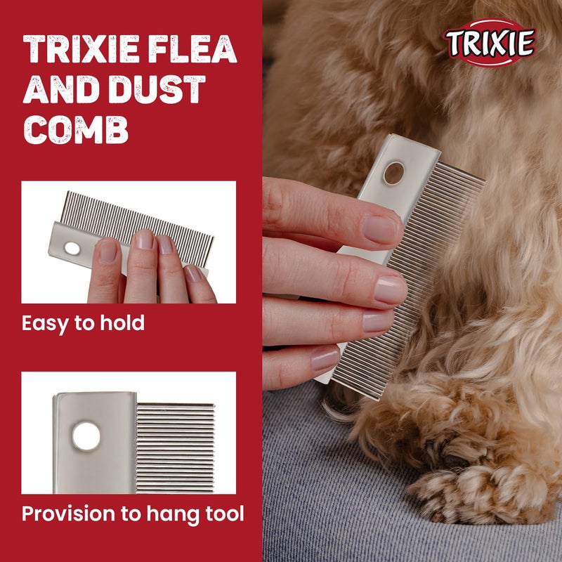 Trixie: - Flea and Dust Comb for Dogs | Pet Grooming Tool That Helps Remove Fleas and Ticks | Removes Loose Hair and Dirt from Pet's Coat | Help Stimulate Skin and Follicle Health - 6cm - Image 3