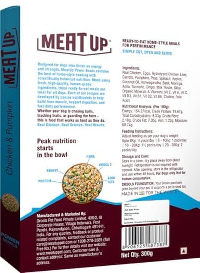 Meat Up Fresh Dog Food Chicken & Pumpkin, for Adult & Puppy, 300gm | High Protein, 65% Real Chicken, 35% Fruits & Veggies | No Preservatives | Ready to Serve | One Pack One Meal - Image 2