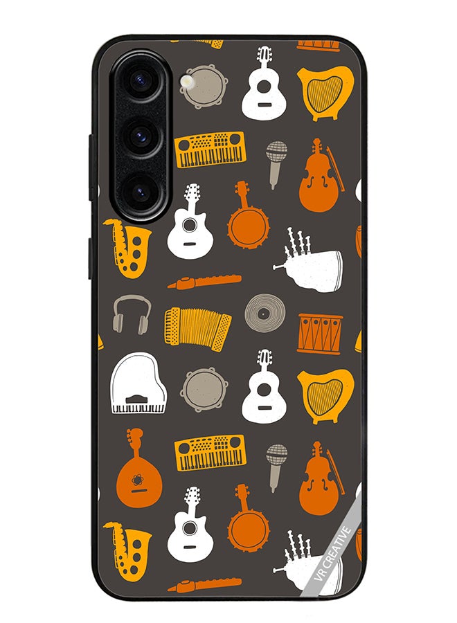 Protective Case Cover For Samsung Galaxy S24 Musical Instruments Flat Design Multicolour