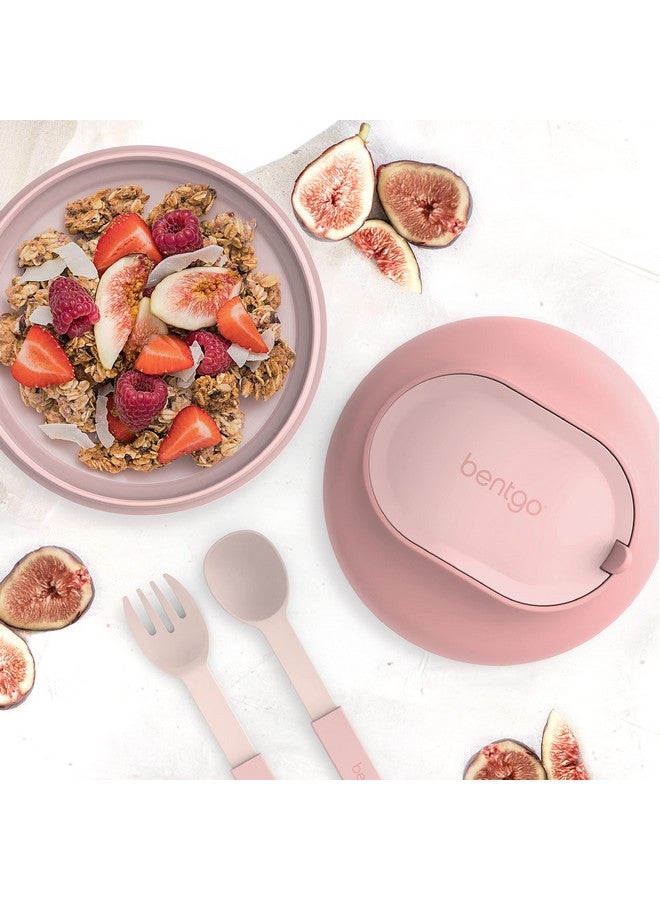 Bentgo Bowl - Insulated Leak-Resistant Bowl with Snack Compartment, Collapsible Utensils and Improved Easy-Grip Design for On-the-Go - Holds Soup, Rice, Cereal & More - BPA-Free, 21.2 oz (Blush) - Image 2