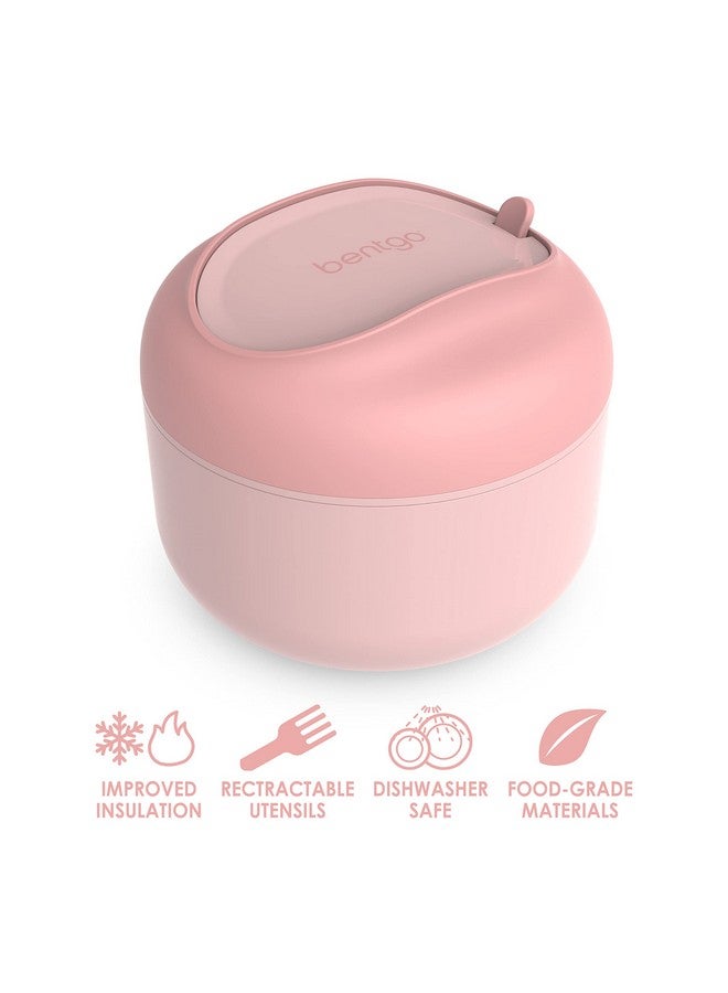 Bentgo Bowl - Insulated Leak-Resistant Bowl with Snack Compartment, Collapsible Utensils and Improved Easy-Grip Design for On-the-Go - Holds Soup, Rice, Cereal & More - BPA-Free, 21.2 oz (Blush) - Image 3