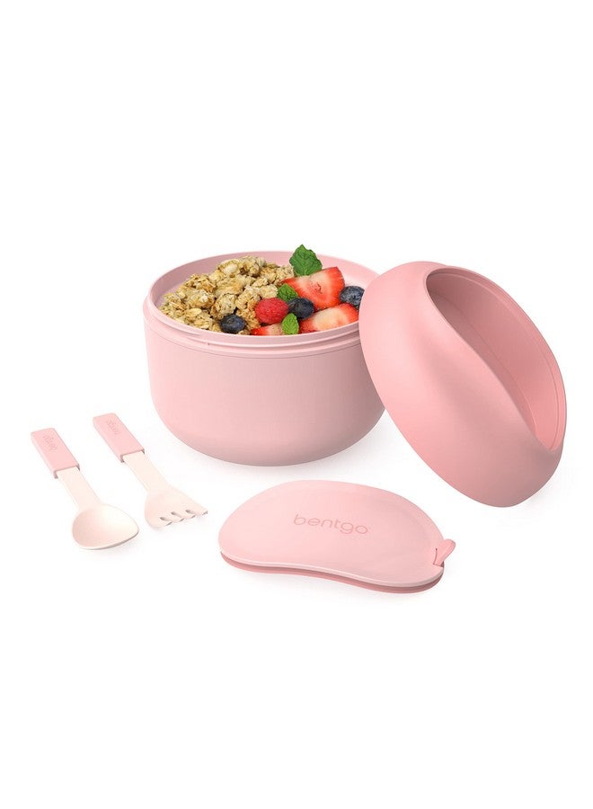 Bentgo Bowl - Insulated Leak-Resistant Bowl with Snack Compartment, Collapsible Utensils and Improved Easy-Grip Design for On-the-Go - Holds Soup, Rice, Cereal & More - BPA-Free, 21.2 oz (Blush) - Image 1