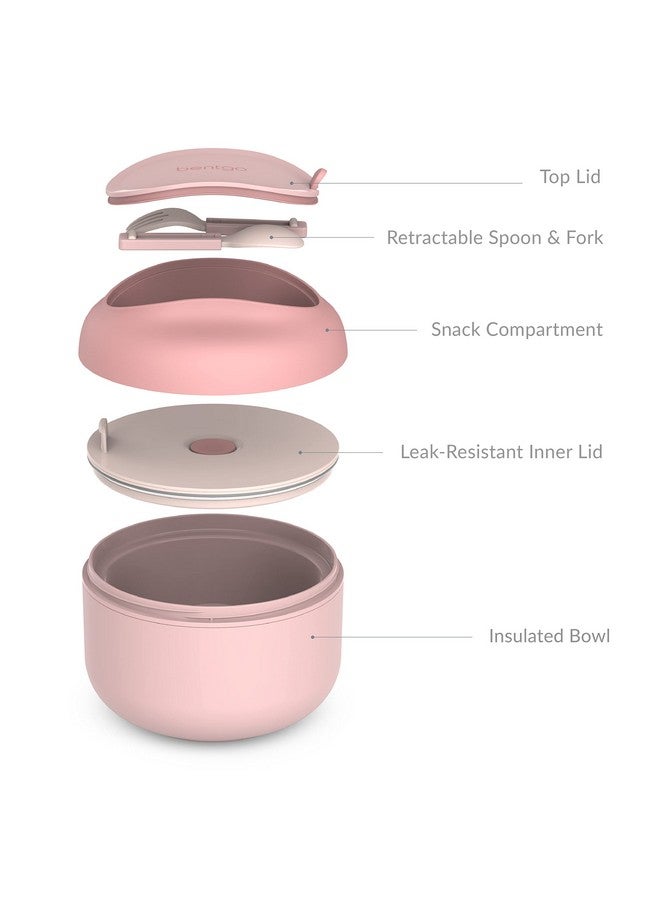 Bentgo Bowl - Insulated Leak-Resistant Bowl with Snack Compartment, Collapsible Utensils and Improved Easy-Grip Design for On-the-Go - Holds Soup, Rice, Cereal & More - BPA-Free, 21.2 oz (Blush) - Image 5