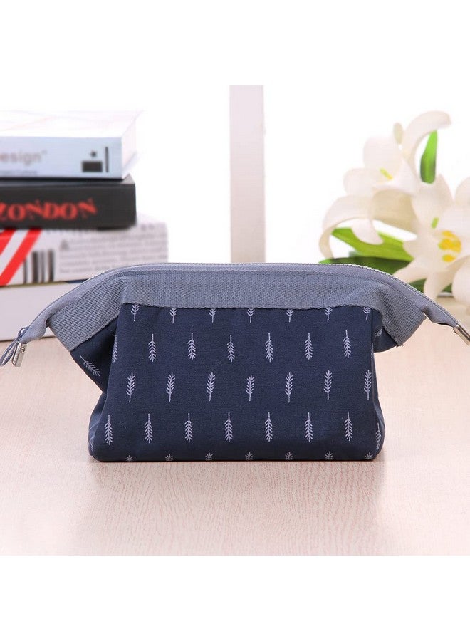 Luxula Multifunction Printed Cosmetic Makeup Stationery Portable Vanity Jewelry Travel Pouch Purse Organizer for Women and Girls (Blue) - Image 4