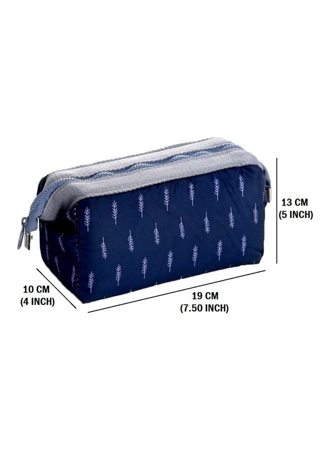 Luxula Multifunction Printed Cosmetic Makeup Stationery Portable Vanity Jewelry Travel Pouch Purse Organizer for Women and Girls (Blue) - Image 3