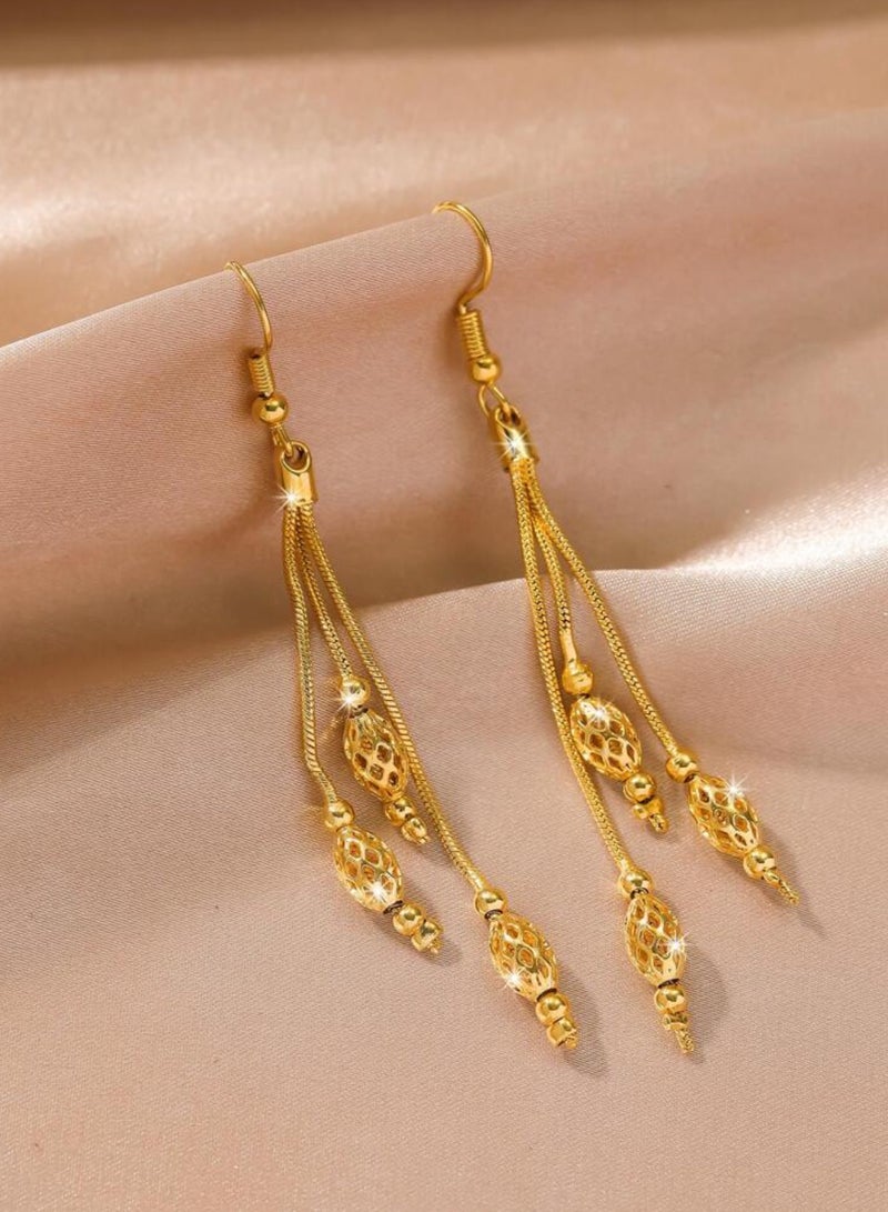 غولدماكس حلق اذن نسائي طويل شبيه بالذهب مطلي عيار 21 - Image 1