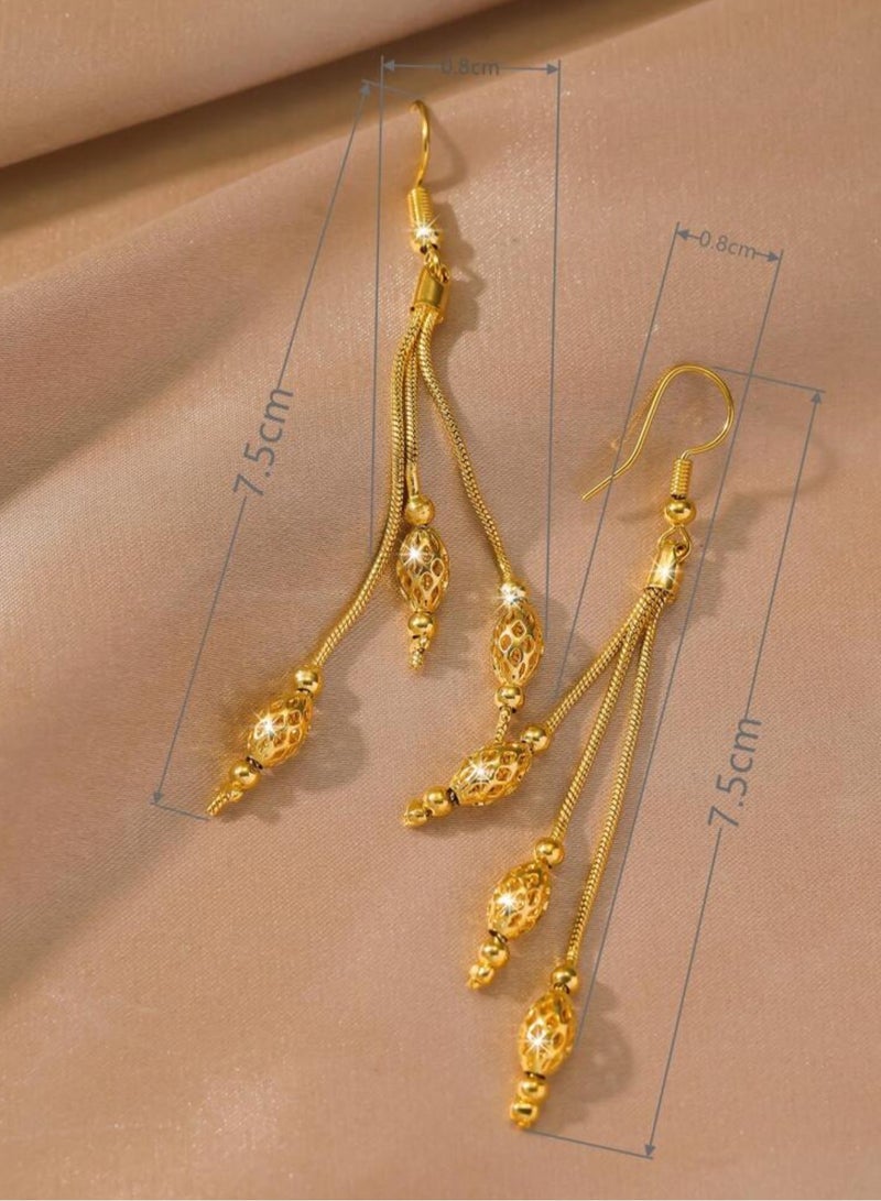 غولدماكس حلق اذن نسائي طويل شبيه بالذهب مطلي عيار 21 - Image 3