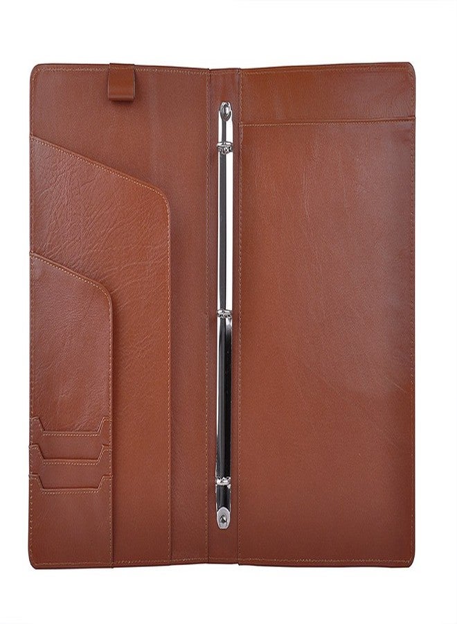XIAOZHI iCarryAlls Leather Organizer Padfolio with 3-Ring Binder, Fits Letter-Size / A4 Notepad,Brown, 9.8x9.8x12.8 in., 150388PJJ-Brown - Image 2
