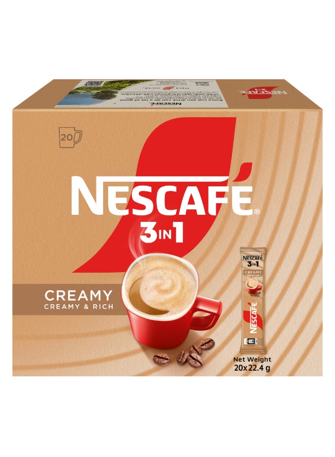 Nescafe 3-In-1 Creamy And Rich Coffee Mix Sachet 22.4grams Pack of 20 - Image 1