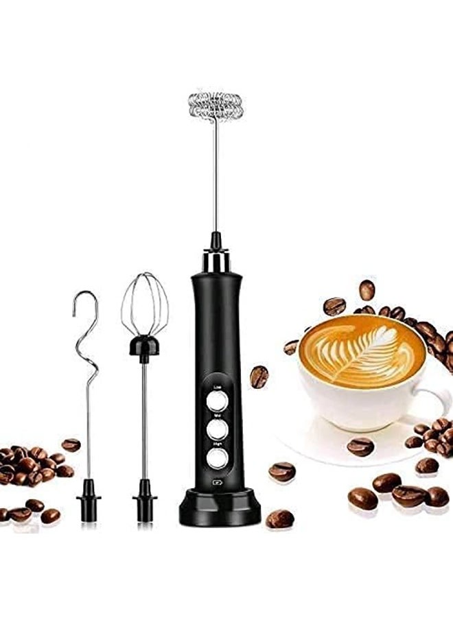 Generic Milk Frother 3 Spring Whisk Heads, Electric Handheld Foam Maker 3 Speeds Egg Beater Drink Mixer, USB Rechargeable Mini Blender for Coffee Latte Cappuccino Hot Chocolate  - Image 1