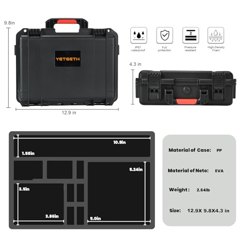 YETEETH Case Organizer for GoPro Hero 12, Waterproof Hard Shell Travel Storage Carrying Case for Gopro Hero 12/11/10/9/8/Media Mod/Volta/Creator Edition/Action Camera and Other Accessories, YE-GO1 - Image 4