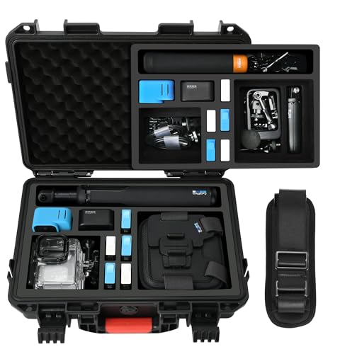 YETEETH Case Organizer for GoPro Hero 12, Waterproof Hard Shell Travel Storage Carrying Case for Gopro Hero 12/11/10/9/8/Media Mod/Volta/Creator Edition/Action Camera and Other Accessories, YE-GO1 - Image 1