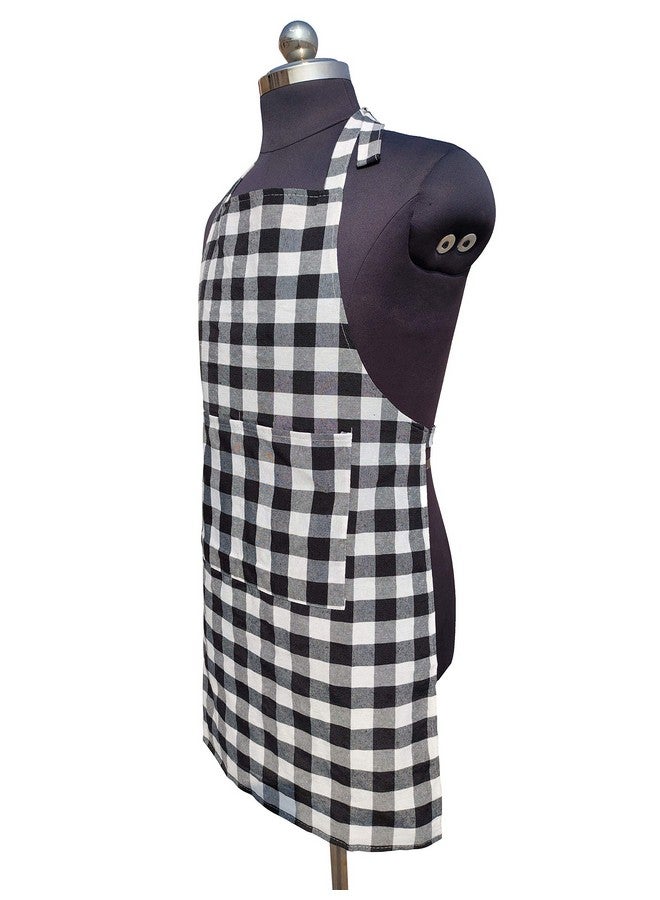 GLUN Waterproof Unisex Kitchen Checkered Design Apron with 2 Front Centre Pocket With Adjustable Neck Strap (Pack Of 2) - Image 5