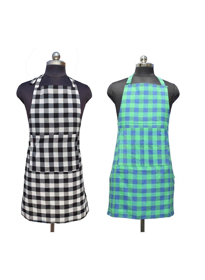 GLUN Waterproof Unisex Kitchen Checkered Design Apron with 2 Front Centre Pocket With Adjustable Neck Strap (Pack Of 2) - Image 4