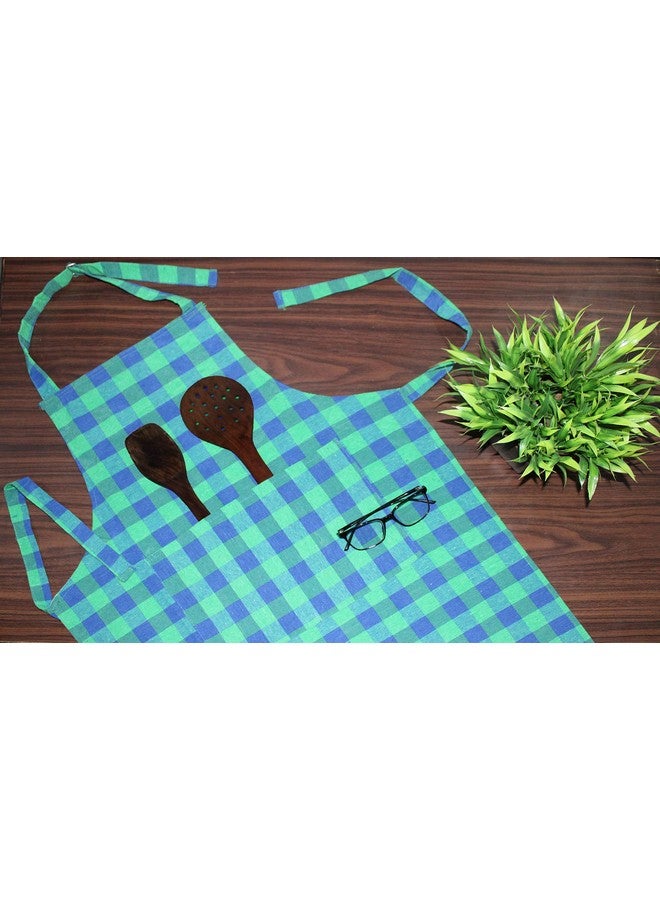 GLUN Waterproof Unisex Kitchen Checkered Design Apron with 2 Front Centre Pocket With Adjustable Neck Strap (Pack Of 2) - Image 3