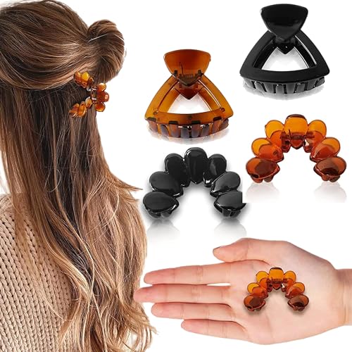 BIRDWARE Medium size Hair Clutcher Claw Clip Stone Butterfly Clips Hair Clips For Women & Girls (Pack of 4, black, shell Color, Acrylic Material) | Hair Clutcher - Image 1