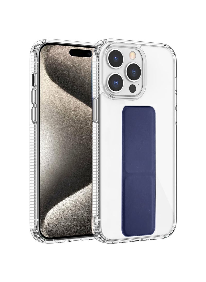 Wtech TPU Hand Grip Air Pillow Case Cover For Apple iPhone 15 Pro Max 2023 Clear/Navy Blue - Image 1