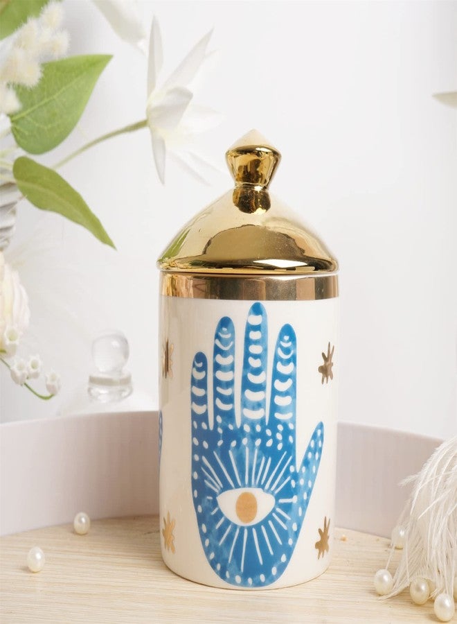 Beccalame وعاء شمع عطري على شكل عين كبيرة من بيكالام مع غطاء، كوب مكياج سيراميكي، حامل أعواد قطنية، زجاجة زينة منزلية، ديكور منزلي للمدفأة والمطبخ وغرفة الطعام وغرفة المعيشة، حامل شموع - Image 3